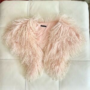 💝💝💝Real Mongolian Lamb Fur Stole, Wrap or Shawl in Powder Pink💖💖💖